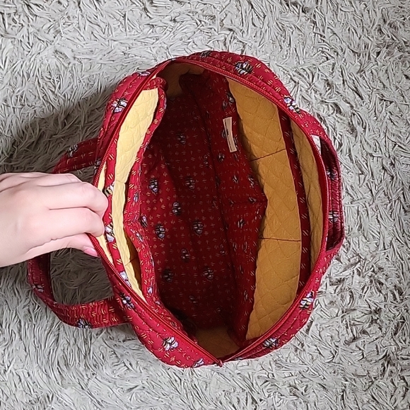 Vintage Retired Pattern Vera Bradley Provincial Red Small Bowling Bag Purse Y2K - Picture 5 of 13